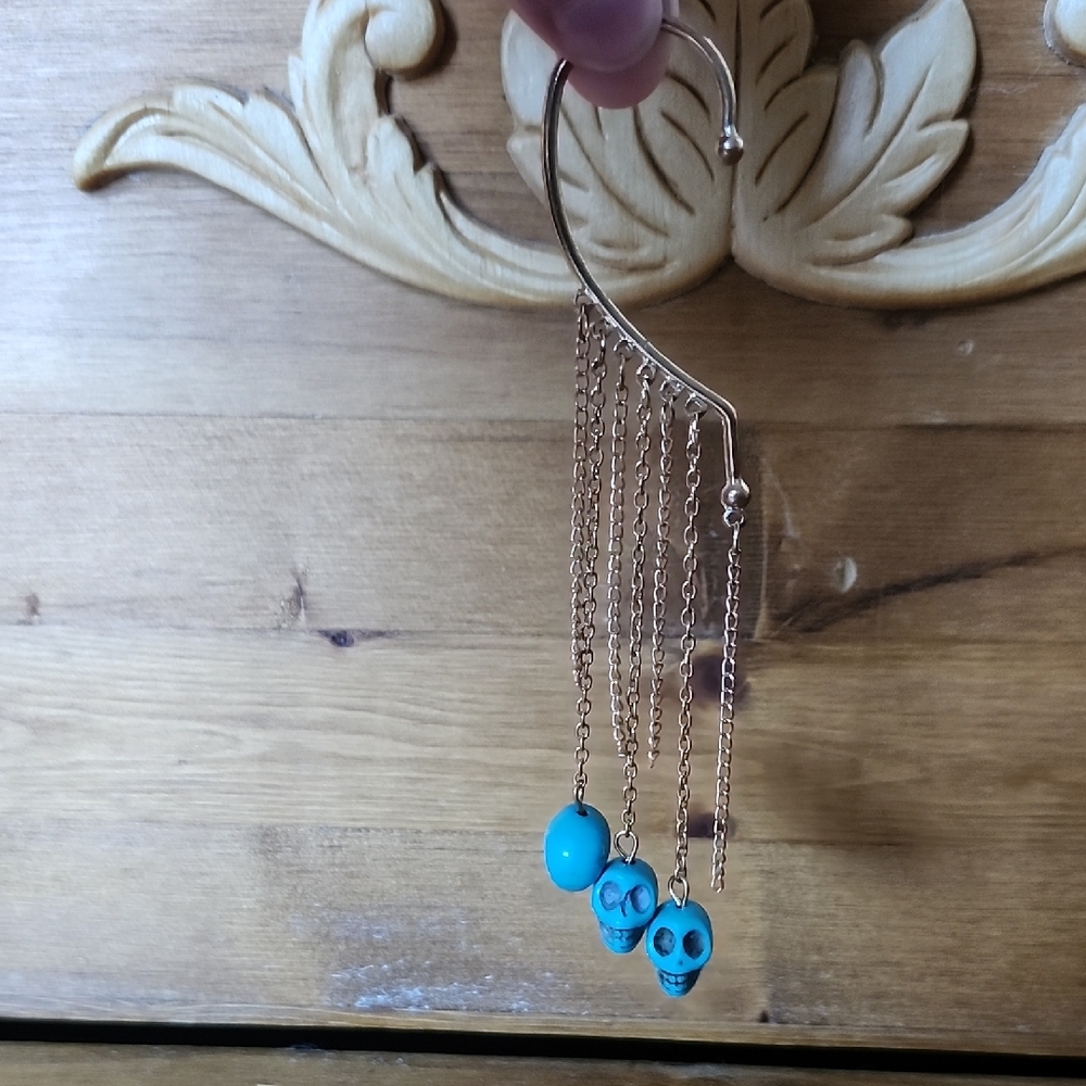 Turquoise Skull Dangle Earring